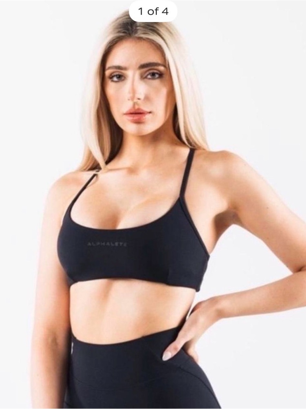 Alphalete Black Minimal Strappy Sports Bra